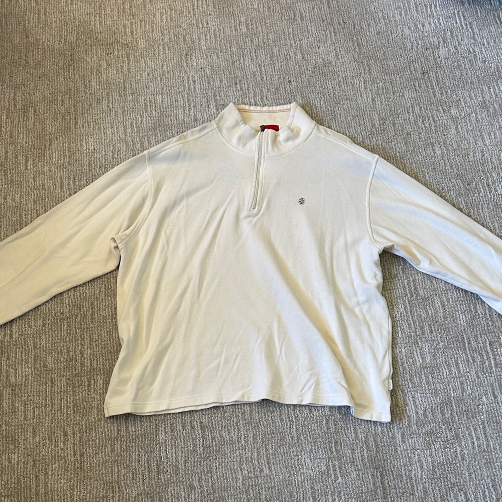 Izod Off-White Quarter-Zip Pullover Sweatshirt